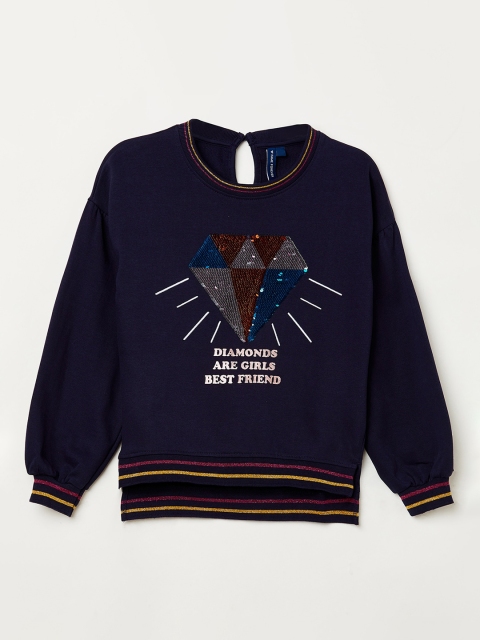 

Fame Forever by Lifestyle Girls Navy Blue Embellished Sweatshirt