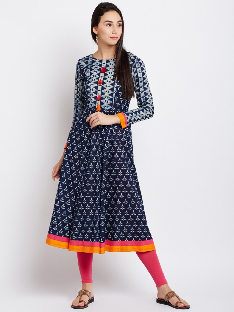 

PANIT Women Navy Blue Printed Anarkali Kurta