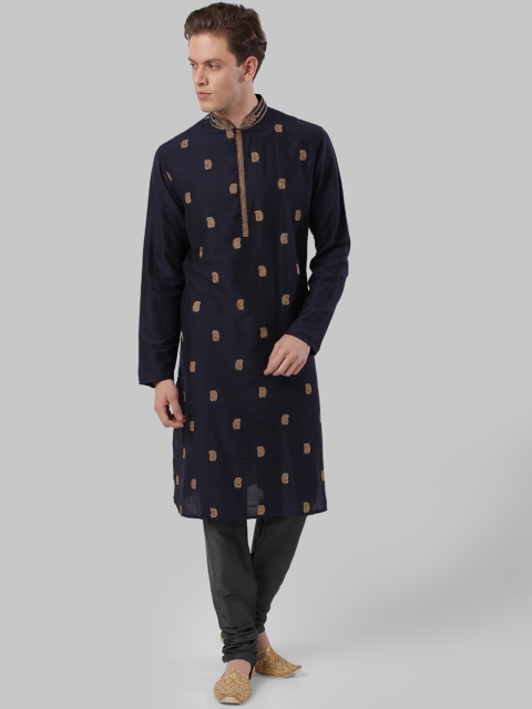 

Ethnix by Raymond Men Blue Embroidered Straight Kurta