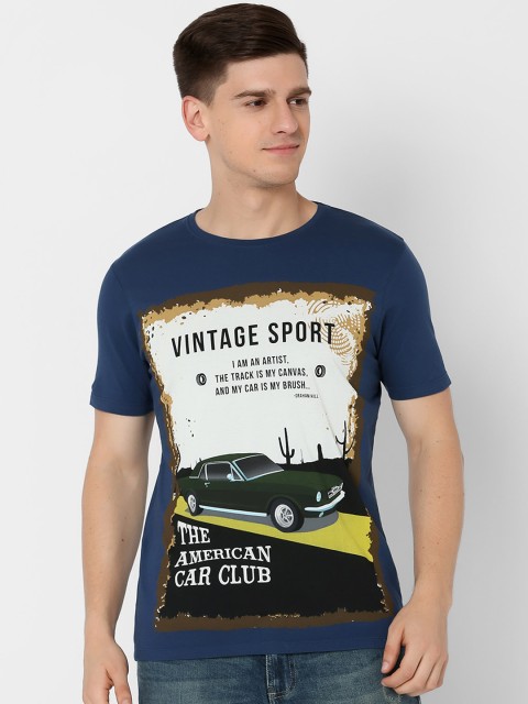 

MARCA Disati Men Navy Blue Printed Round Neck T-shirt