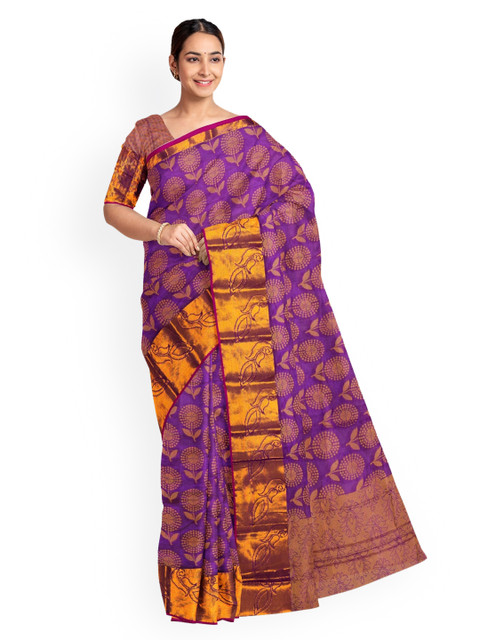 

KLM Fashion Mall Purple Woven Design Saree