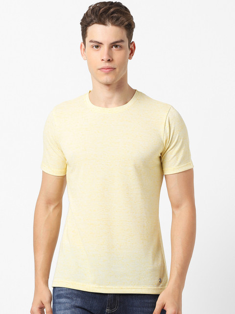 

MARCA Disati Men Yellow Solid Round Neck T-shirt