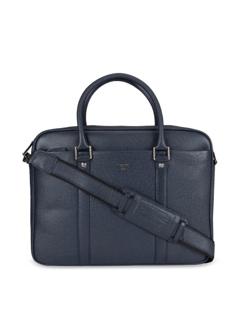

Da Milano Men Blue Solid Leather Laptop Bag