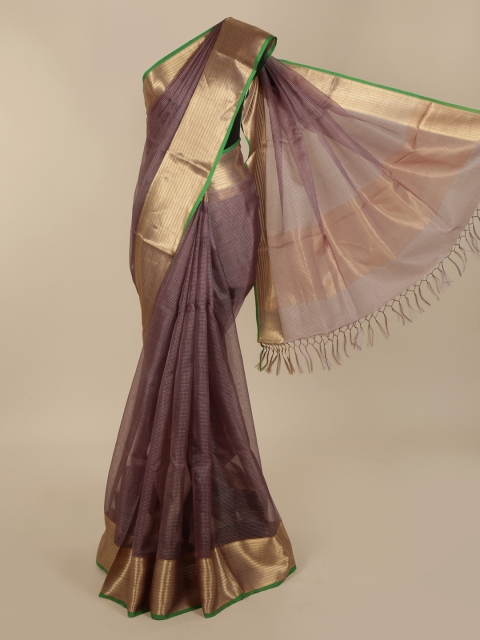 

Pothys Purple Checked Organza Saree
