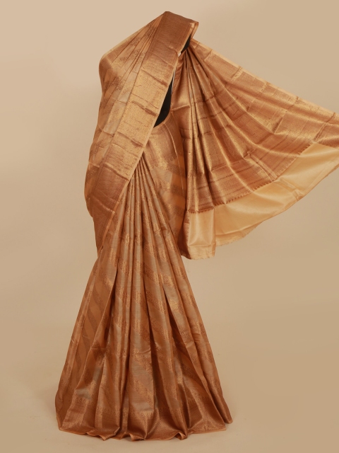 

Pothys Gold-Toned Striped Tussar Saree