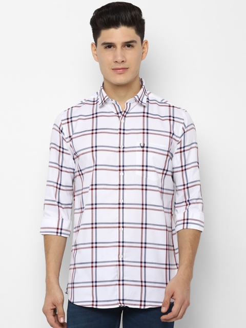 

Allen Solly Men White & Navy Blue Slim Fit Checked Casual Shirt
