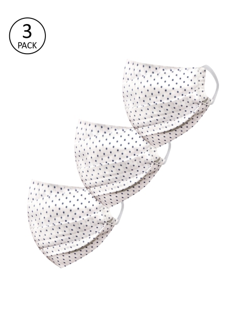 

VASTRAMAY Pack Of 3 White & Black Printed 2-Ply Reusable Cloth Face Masks