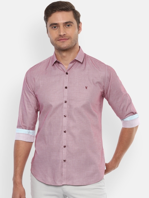 

V Dot Men Maroon Slim Fit Self Design Casual Shirt