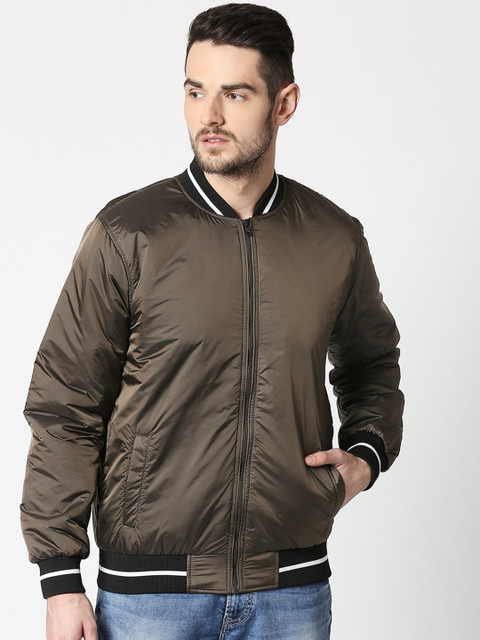 

Bewakoof Men Brown Solid Bomber Jacket