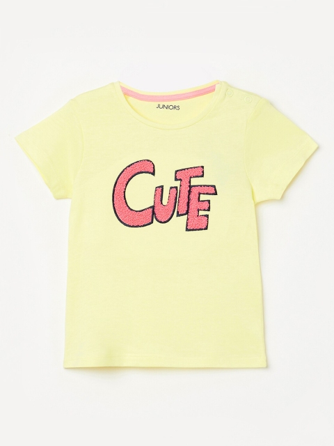 

Juniors by Lifestyle Girls Yellow Printed Pure Cotton Top