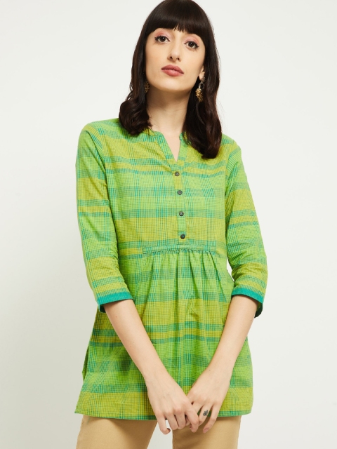 

max Women Green Checked Kurti