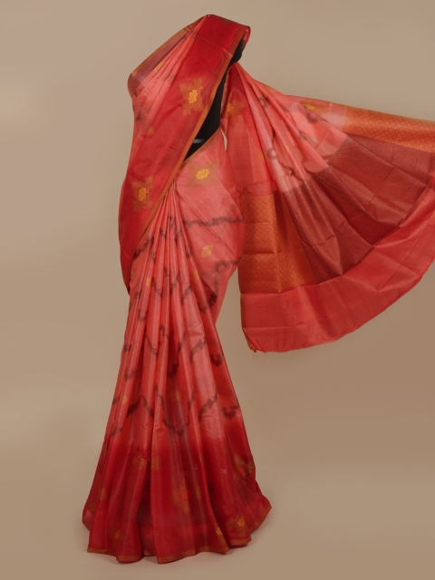 

Pothys Peach-Coloured Woven Design Jute Silk Saree