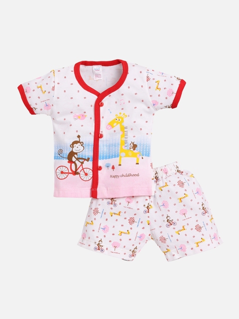 

NAUTI KIDZ Girls White & Red Printed Shirt with Shorts