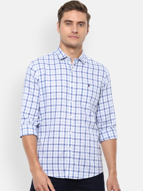 

Louis Philippe Jeans Men White & Blue Slim Fit Checked Casual Shirt