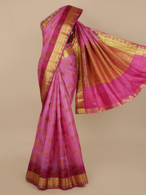 

Pothys Pink Woven Design Jute Silk Saree