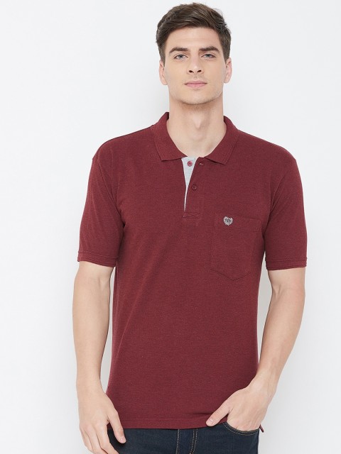 

Duke Men Maroon Solid Polo Collar T-shirt