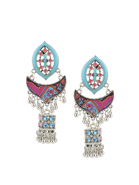 

DESI COLOUR Sea Green & Pink Classic Jhumkas