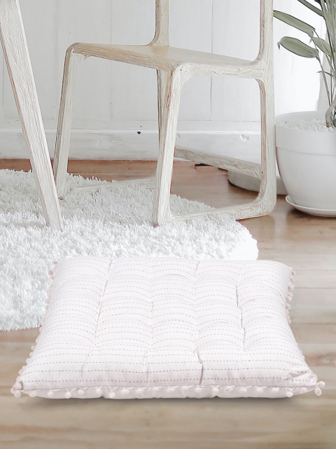 

Tistabene White & Lavender Striped Rectangle-Shaped Floor Cushion