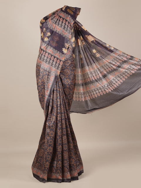 

Pothys Taupe Printed Jute Silk Saree