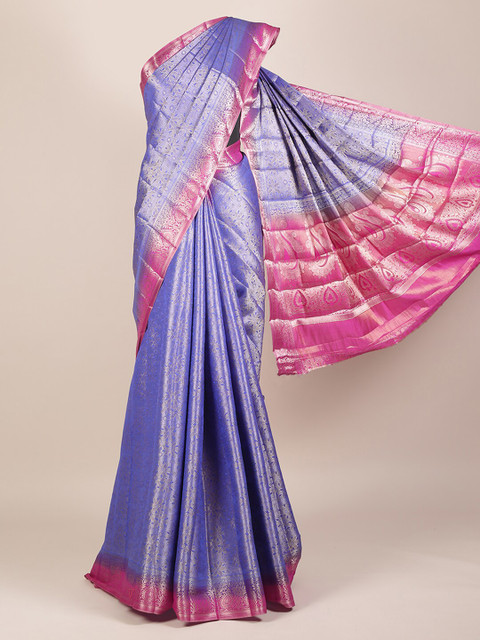 

Pothys Blue Woven Design Jute Silk Saree
