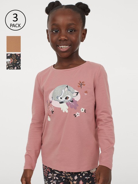 

H&M Girls Multicoloured 3-Pack Jersey Tops, Multi