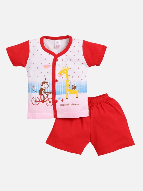 

NAUTI KIDZ Girls Red Printed T-shirt with Shorts