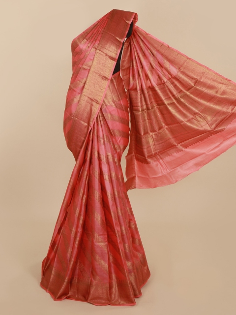 

Pothys Peach-Coloured Striped Tussar Saree