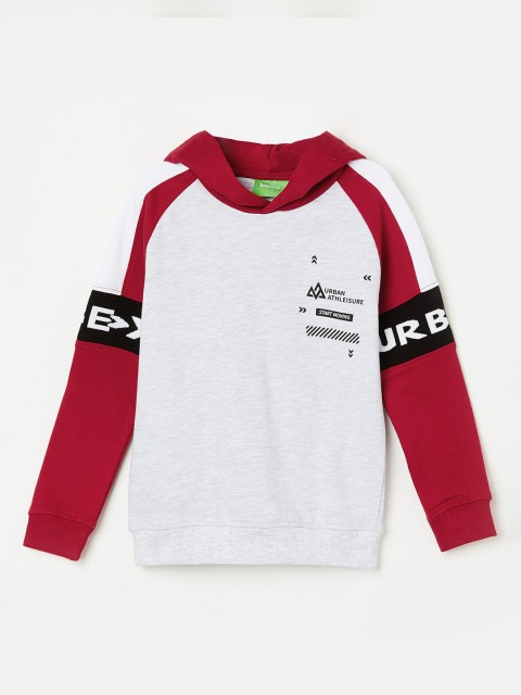 

Bossini Boys Grey & Red Colourblocked Hooded Sweatshirt