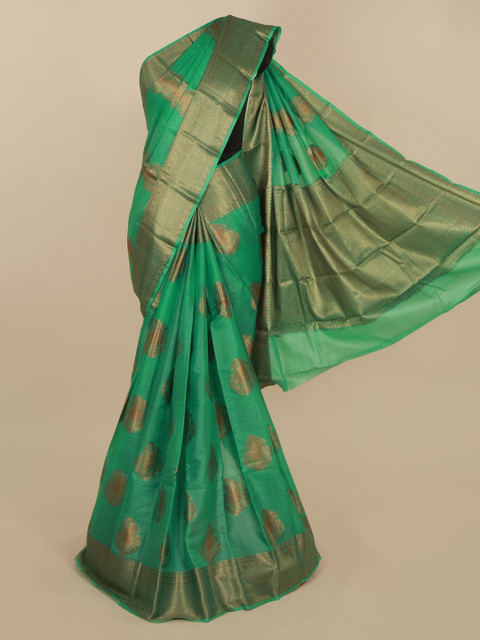 

Pothys Green Jute Silk Woven Design Tussar Saree