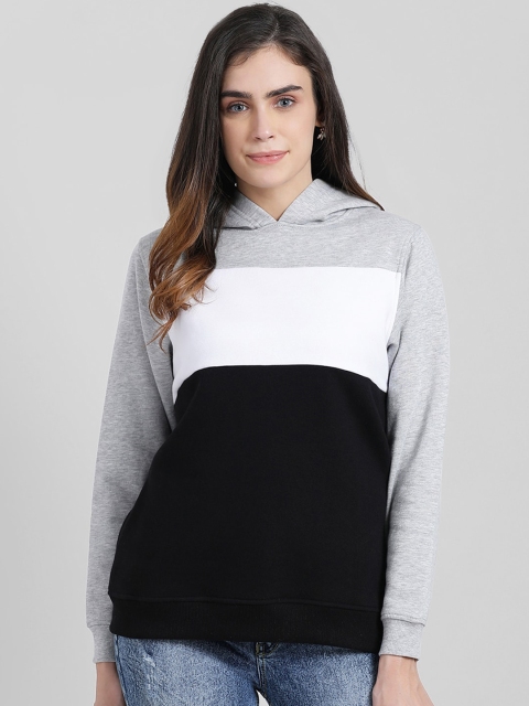

Zink London Women Grey Melange & Black Colourblocked Sweatshirt
