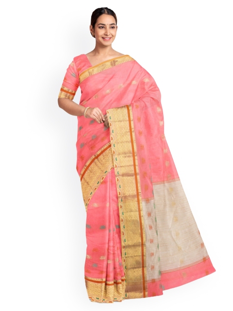 

KLM Fashion Mall Pink Woven Design Silk Blend Saree