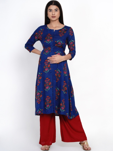 

Mine4Nine Women Blue Embellished A-Line Kurta