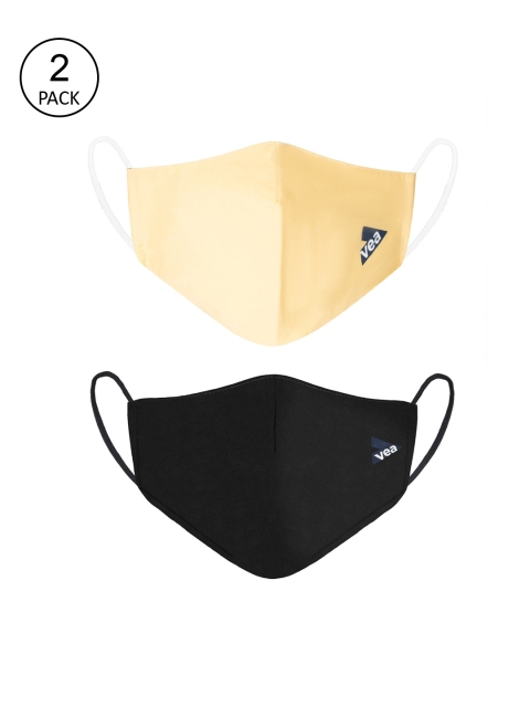 

VEA Unisex Pack of 2 Yellow and Black 5-ply Cloth Masks