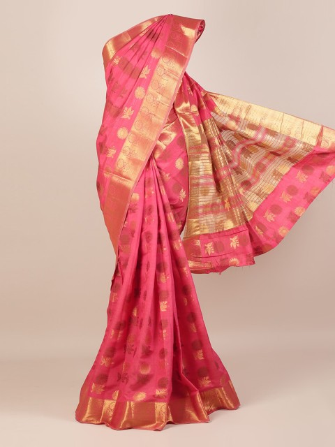 

Pothys Pink Woven Design Jute Silk Saree