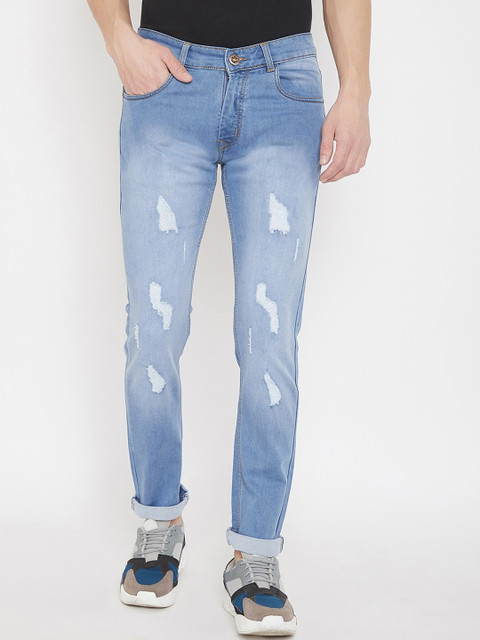 

Purple Feather Men Blue Slim Fit Mid-Rise Mildly Distressed Jeans