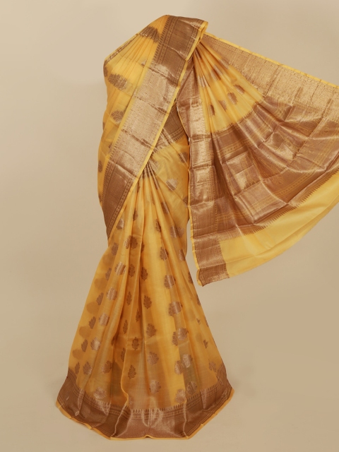 

Pothys Yellow Woven Design Tussar Saree