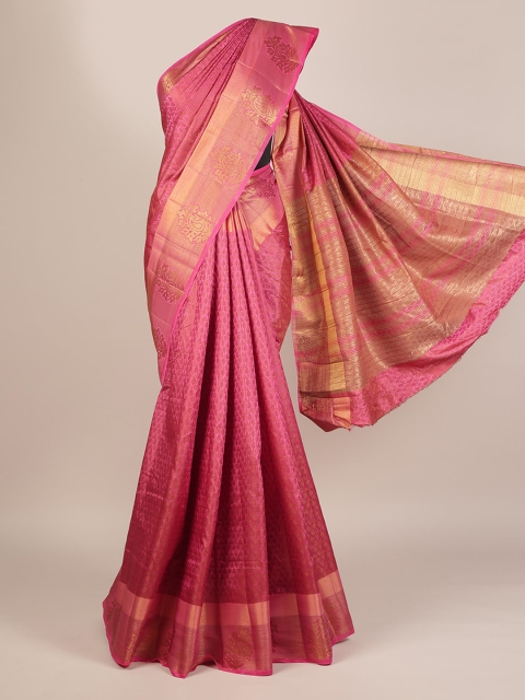 

Pothys Pink Solid Jute Silk Saree