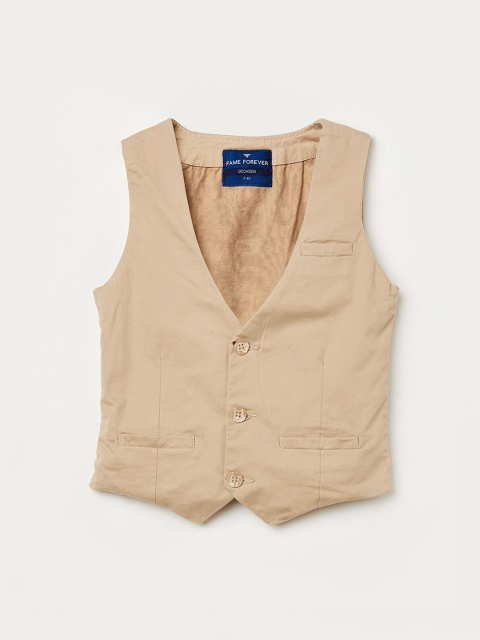 

Fame Forever by Lifestyle Boys Beige Solid Pure Cotton Waistcoat