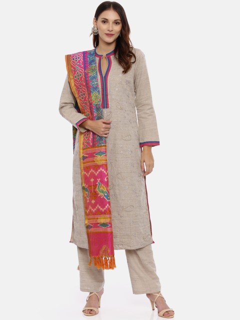

Neerus Women Beige Embroidered Kurta with Palazzos & Dupatta