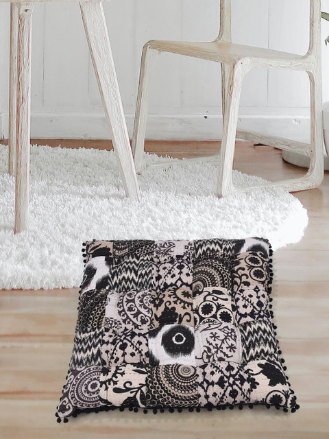 

Tistabene Black & Beige Printed Square Floor Cushion