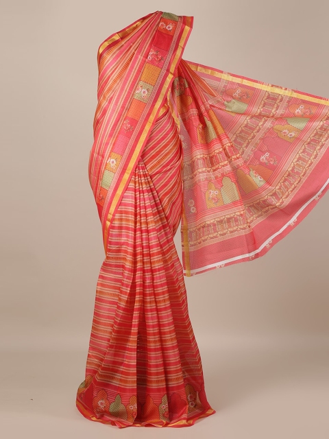 

Pothys Pink Striped Jute Silk Saree