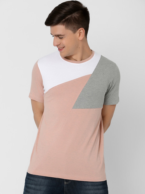 

MARCA Disati Men Pink Colourblocked Round Neck T-shirt