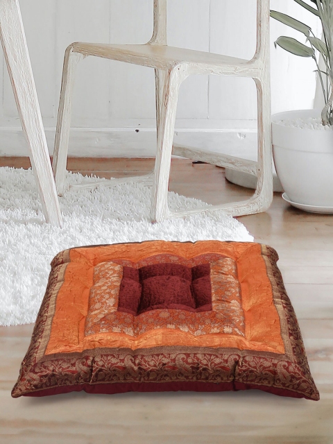 

Tistabene Brown & Orange Patchwork Square Cushion With Filling