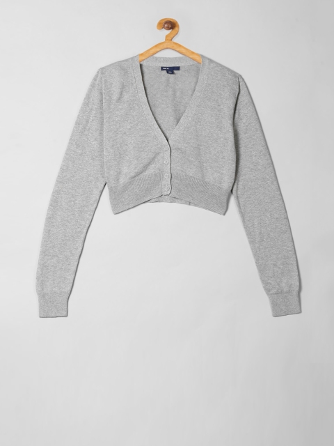 

GAP Girls Grey Solid Cropped Cardigan Sweater