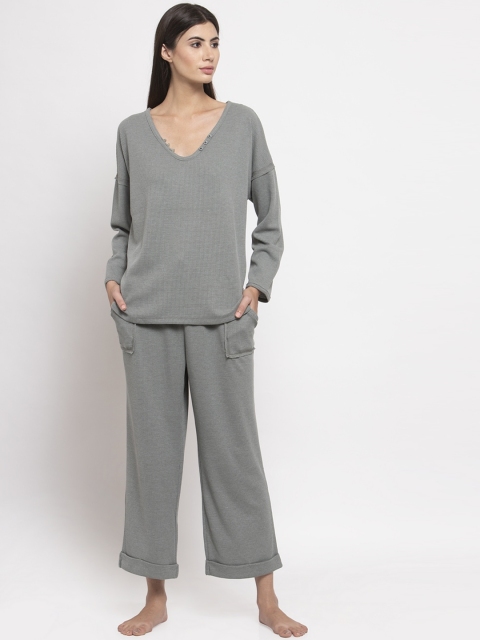 

Global Republic Women Olive Green Solid Night suit