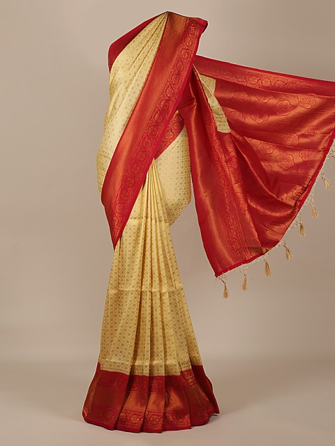

Pothys Cream-Coloured Solid Saree