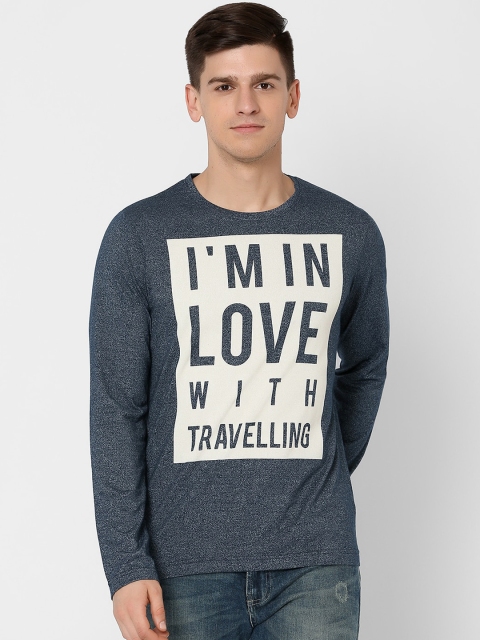 

MARCA Disati Men Navy Blue Printed Round Neck T-shirt