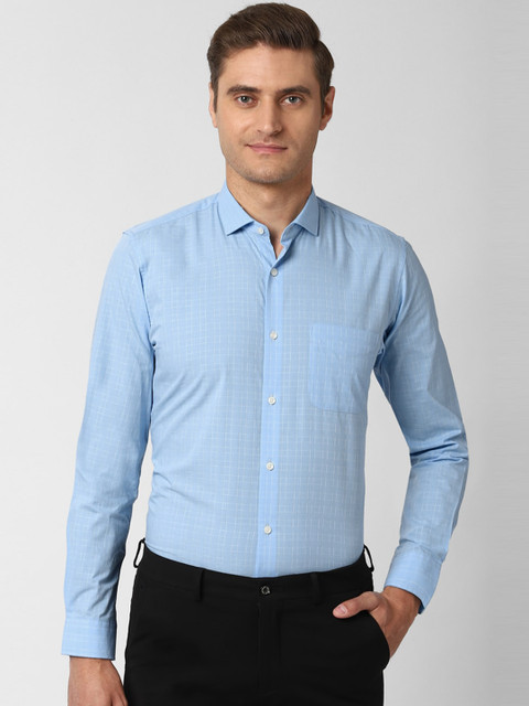 

Peter England Men Blue Slim Fit Checked Formal Shirt