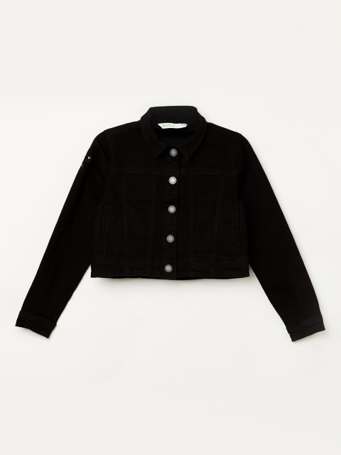

Bossini Girls Black Solid Denim Jacket