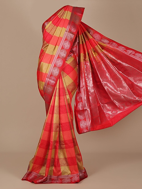 

Pothys Red Checked Art Silk Saree